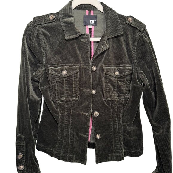 Kut from the Kloth Jackets & Blazers - KUT from the Kloth Olive Corduroy Trucker Jacket Size Small | Style KJ46202